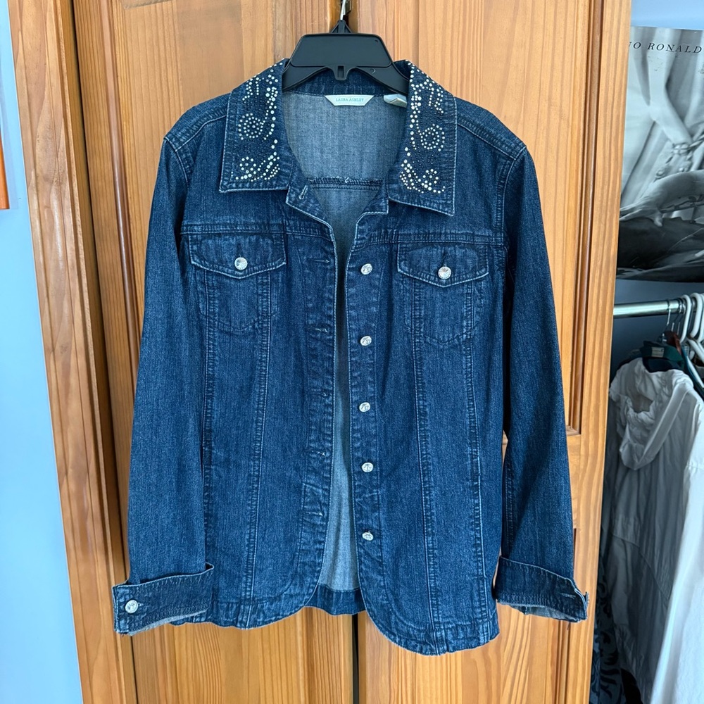 Laura Ashley Denim / Jean Jacket Women’s Size Medium Bedazzled Rhinestone